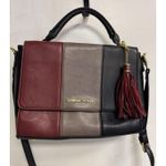 Adrienne Vittadini Red Tan Black Colorblock Block Purse Satchel Crossbody Photo 2