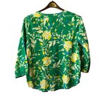 st. john's bay  Women Green Floral Long Sleeve Blouse Size Large Hawaiian Colorful Photo 1