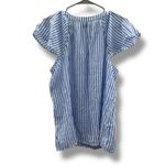 Sonoma  Blue White Striped V Neck Top Women’s Size Large Short Sleeve Casual‎ Photo 1