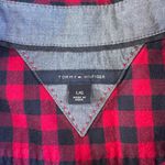 Tommy Hilfiger Navy Blue Red Windowpane Plaid Flannel Button Down Shirt Large Photo 4