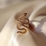 Boutique Diamond Gold Adjustable Snake Ring Photo 0