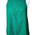 Lucky Brand Embroidered Detail Bright Green Tank Top Lined Blouse - Size Medium Photo 0