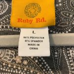 Ruby Rd. 3/4 Sleeve Bell Sleeves Top Size Large Black Brown White Paisley Photo 2