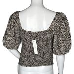 Sophie Rue  Shirt Womens Large Brown‎ Cheetah Animal Square Neck Cropped Edgy Photo 4