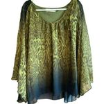 Urban Mangoz Flowy Open Sleeve Leopard Print Summer BOHO Ladies Blouse SZ Medium Photo 0