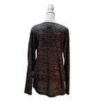 Catherine Malandrino Black & Gray Print Soft Long Sleeve V-Neck Women's Shirt XL Photo 2