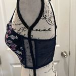 Victoria's Secret  Dream Angels Navy Floral Embroidered Corset Bra Top Photo 2