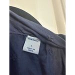 Old Navy ‎ navy blue wrap dress with embroidered flowers and ruffles NEW L Photo 7