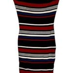Black White Red & Blue Striped Strapless Design Casual Dress Women’s Size Medium Photo 0