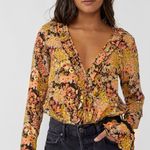 Free People NWT Heat Wave Midnight Combo Floral Long Sleeve Bodysuit Photo 0