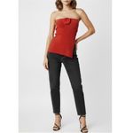 With Jean WITH JÉAN Belle Crushed Velvet Strapless Top, Red, XS Photo 3