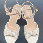 Anthropologie Guilhermina Leather Knotted Platform Heels Cream Silver Size 9 Photo 0