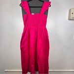 The Drop | Elegant Pink Midi Dress with Ruffle Straps Photo 1