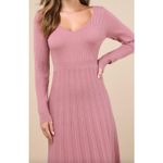 Lulus  Snuggly Precision Mauve Pink Pleated Sweater Midi Dress Knit A Line Medium Photo 2