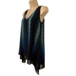 Worthington  Women's Blue Green Black Sleeveless Layered Shark-bite Blouse Small Photo 1