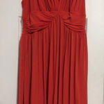 Boston Proper  fit flare ruched burnt‎ orange dress women’s size 16 wedding guest Photo 0