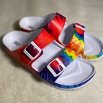 SO  Rainbow Tie Dye Slip-On Sandals Size 9 EUC Photo 0