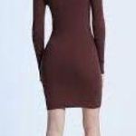 LA Hearts L.A. Hearts | Brown Cold Shoulder Ribbed Sweater Bodycon Dress Photo 3