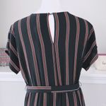 Spirit of Grace Dress Striped Navy Belted Midi Split V Photo 7
