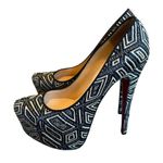 Christian Louboutin Daffodile Platform Pumps Heels Panama Geometrico Size 39 Photo 0