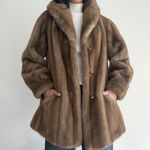 Vintage Mincara Russel Taylor Faux Fur Jacket Womens Large Tan Mob Wife Glam Brown Photo 2