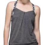 Lululemon  REST LESS Tank Top in Gray FLOWABUNGA Size 8 black floral flowers Photo 0