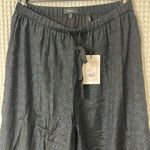 Theory  Silk Fluid Pull On Black Blue Multi Flower Silk Wide Pants Small NWT Photo 1