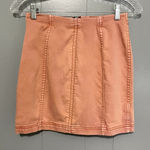 Free People Orange Washed Out Denim Modern Femme Fitted Boho Mini Skirt 2 Photo 0