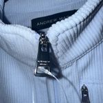 Andrew Marc NWT-  Ribbed Baby Blue Zip Up Sweater Photo 3