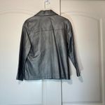 Santa Fe Leather Jacket Blazer Womens‎ Size 8 Silver Metallic Retro Vintage Photo 2