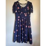 90s Vintage Avital blue floral fit flare midi dress sz XL rockabilly feminine Photo 1