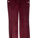 Maison D'Amelie Velvet Wide Leg Pants Size 6 Wine Trouser Holiday Gold Button Photo 0