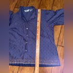 Victoria Jones Vintage Blue embroiled floral Button-Up Shirt top woman’s 1X 90s Photo 4