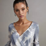 American Eagle  Tie Dye Bell Sleeve Faux Wrap Top XS Photo 1