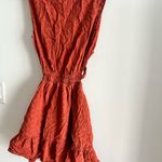 ZARA  Rust Eyelet Cutout Dress Size M Sleeveless Summer Boho Ruffle Hem Photo 4