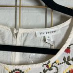 Blu Pepper Cream Boho Embroidered Ruffle Sleeve Top | NWT | Size L | Feminine & Flowy Photo 2