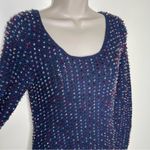 NWT DOEN Solandis Navy Beaded Crochet Long Sleeve Knit Mini Bodycon Dress sz M Size M Photo 9