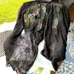 Black Embroidered Lace Shawl Scarf 40”x88” Photo 0
