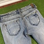 Odyn Jeans Size 28 Light Wash Y2K Embroidered Floral Studded Low Rise Button Fly Blue Photo 13