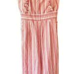 Lulus S Sleeveless Emilia Rae White and Red Striped Ruffle Culotte Jumpsuit Photo 0