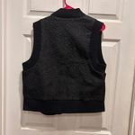 Anthropologie Quilted Button Front Vest Black Ribbed Collar Sleeves Womens L Photo 5