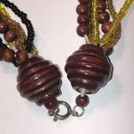 Vintage Wooden Yellow Seed Bead Beaded Multi Strand Boho Necklace Photo 1