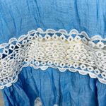 Swimsuit Coverup Dress Women One Size Blue White Crochet Lace Trim Boho Peasant Photo 5