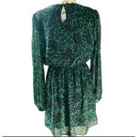 Vintage Love Crazy Green Black Print Mini Dress Women's L‎ Sheet Long Sleeve Size L Photo 4