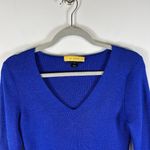 St. John Cobalt Blue Ribbed Knit Sweater Womens Sz M Designer Wool Silk Cashmere Photo 1