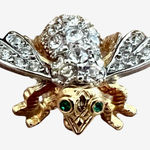 Joan Rivers  bee pin brooch gold tone green eyes rhinestones Photo 0
