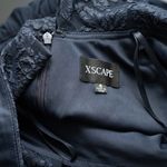 XScape  - Navy Floral Jacquard Long Sleeve Evening Gown Photo 4