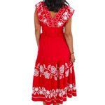 Strut & Bolt  embroidered midi dress linen sleeveless sun dress floral ruffle SM Photo 13