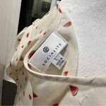 Socialite Cream & Red Watermelon Patterned Top Rouched Sleeves Tie Front (L) EUC Photo 4