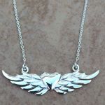 Sterling Silver 925 Heart Wings Necklace Angel Photo 0
